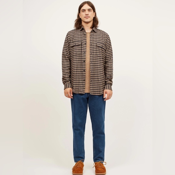 HOMECORE Flannel in Migo Check Size L - navy and brown checked pattern - Picture 1 of 9